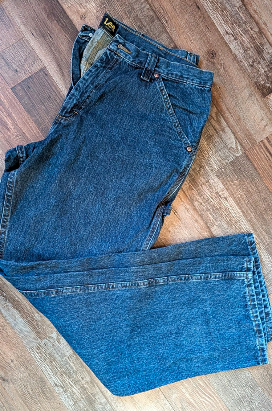 Lee Carpenter Jeans Mens 38x32 Dark Indigo Denim Hammer Loop Utility Skater Y2K